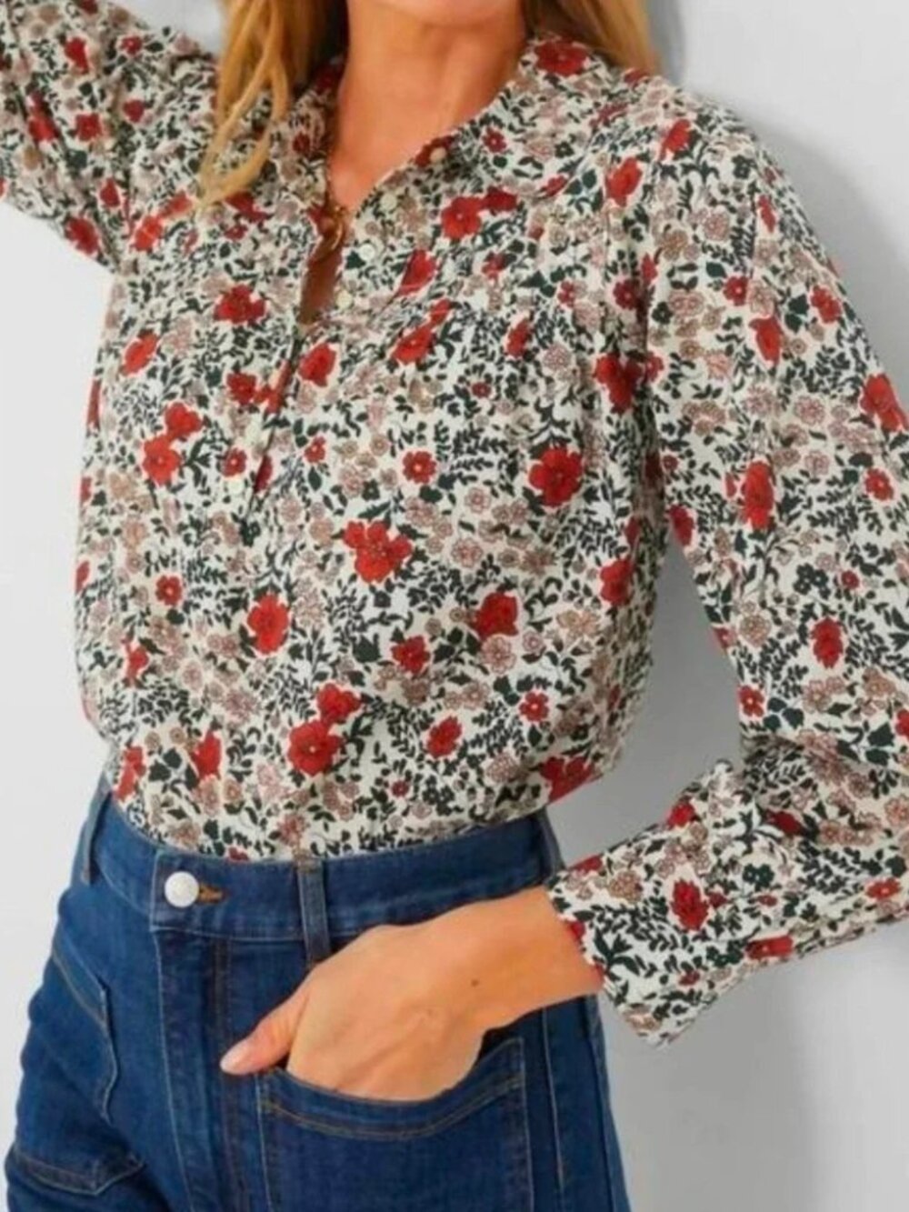 THE GREAT Summit Top Blouse Cream Mesa Floral SZ M (2) Boho NWOT